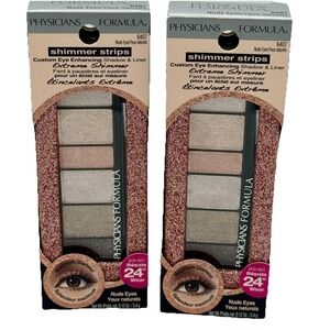 Physicians Formula Shimmer Strips #6407 Nude Eyes Shimmer Eye Shadow, 2 Pack New